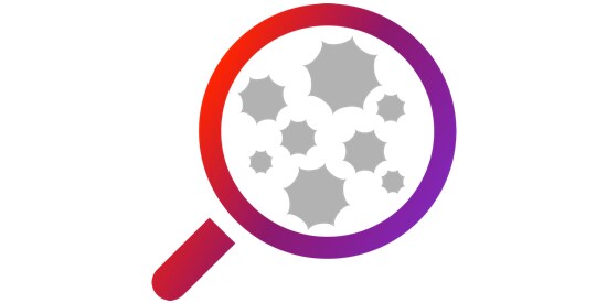 Icône de bactéries sous une loupe
