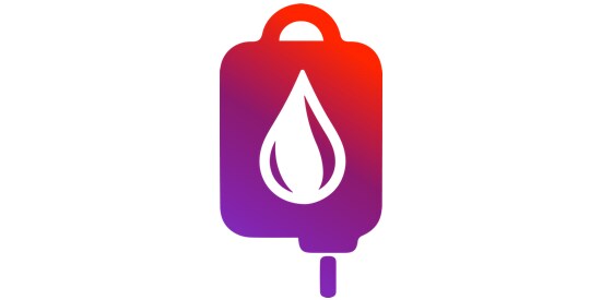 Icon of blood bag on IV
